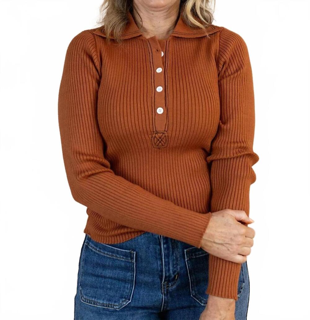 NEW SO ME jayda collared top in rust